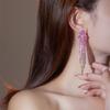 Colorful Gradual Change of Color Full Diamond Long Fringed Earrings Women's High-end Temperament Earrings