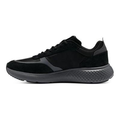 Decoy Lux Comfortable Sports Fabric Leather Breathable Low-Top Training Running Shoes Men Sneaker Black 3028612-001