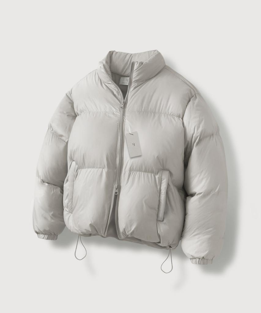 Mood Inside Unisex Glossy Puffer Short Jacket_Glossy Sand