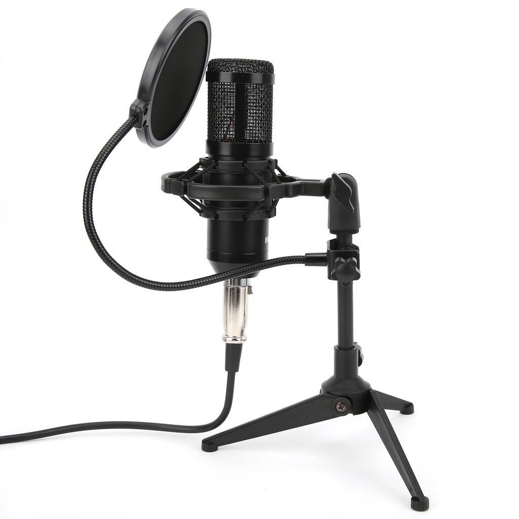 Condenser Microphone 3.5mm Plug with Adjustable Tripod Set Kit for Broadcast Recording