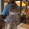 Zaino Vintage in Pelle Grande Capacità Borsa da Viaggio d'Affari per Laptop Pendolarismo Lavoro Studente alla Moda Comodo Solido Più Semplice