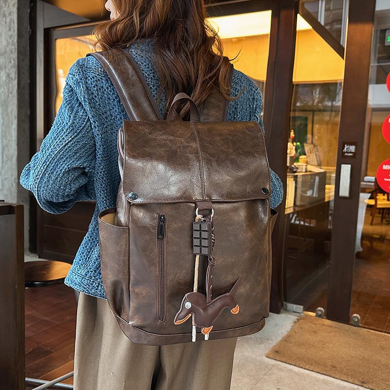 Zaino Vintage in Pelle Grande Capacità Borsa da Viaggio d'Affari per Laptop Pendolarismo Lavoro Studente alla Moda Comodo Solido Più Semplice