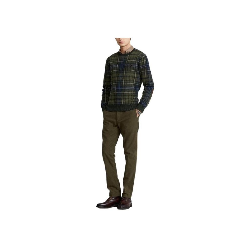 Polo Ralph Lauren SS22 Checked Crew Neck Long Sleeve Cashmere Sweater Men sweater Green MNPOSWE16820904-300