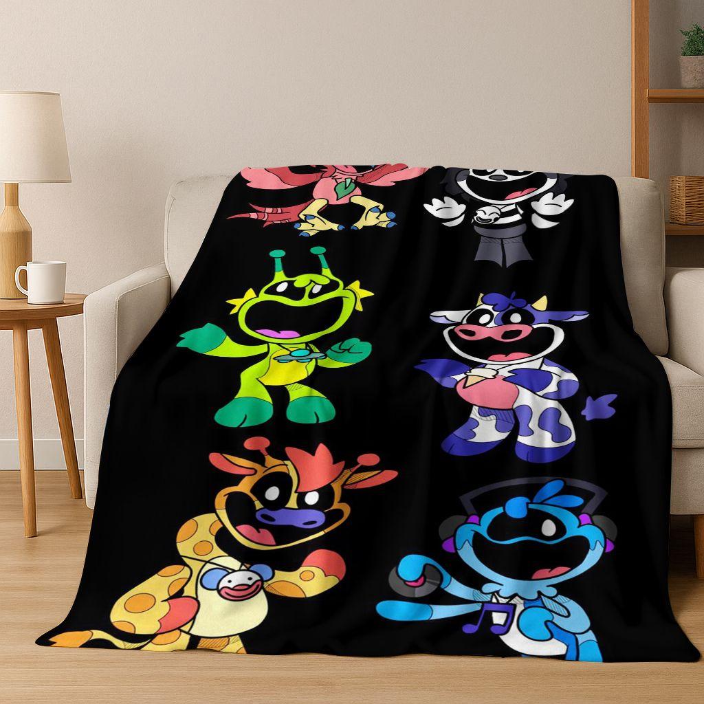 Cartoon S-Smiling C-Critters Craftycorn Catnap Art Flannel Blanket,Cozy Soft Throw Blanket for Home Bedroom Bed Sofa Cover Gift