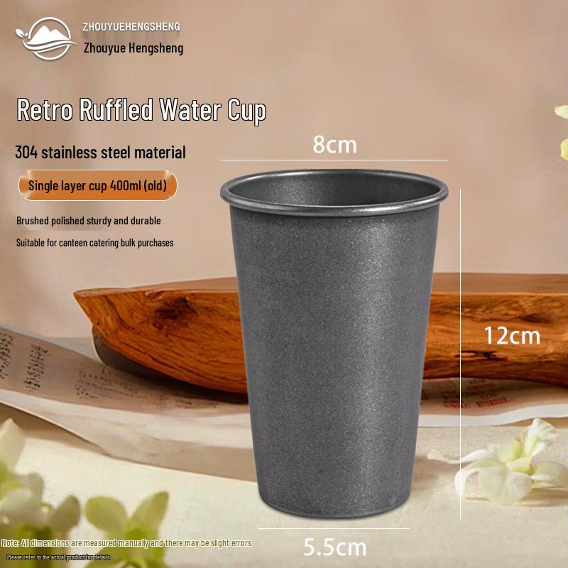 

ZHOUYUEHENGSHENG Retro 304 Stainless Steel 400ml Cup