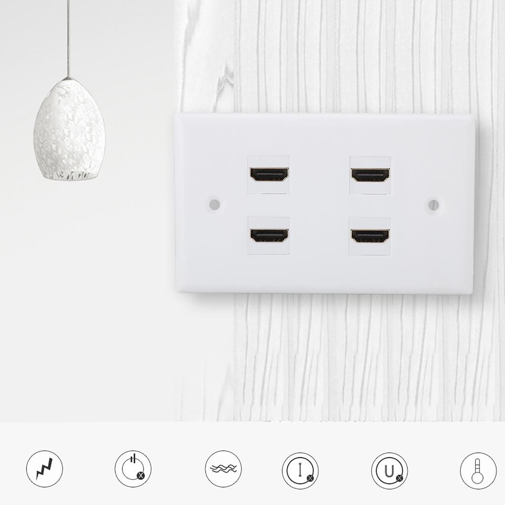 4 Port Buckle HDMI Coupler Cover Audio Video HDTV Wall Plate Panel