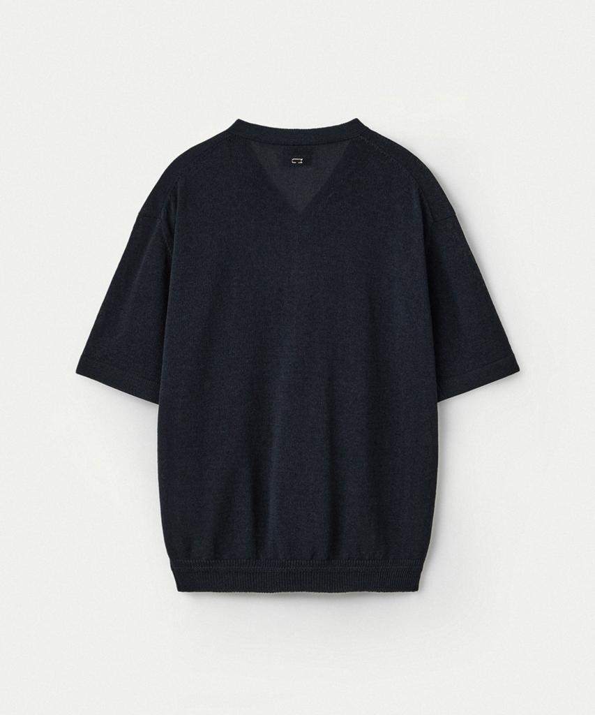 UMARMUNG High Twist Cotton Henley Neck Pullover_Deep Sea