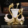 Creative Swan Base Metal Fruit Fork Mooncake Fork Dessert Spoon Home Desktop Tableware Storage