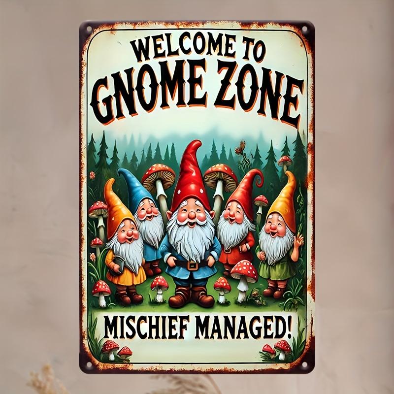 Vintage kovová cedule Gnome Zone Železná nástěnná Dekorativní plaketa Vodotěsná a odolná vůči povětrnostním vlivům Zábavný žert Management Garden Art