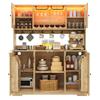 Tall Kitchen Cabinet with LED Lighting and Sockets, Pantry Cabinet with Acrylic Glass Doors, Wine Racks and Wine Glass Holders, 140 × 40 × 173 cm