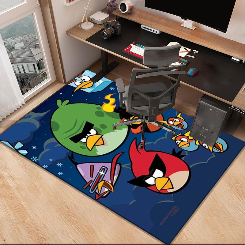 Red Birds Characters Collage Office Rug Chair Mat, Game Carpet, Suitable for Front Door, Bedroom, Living Room, Desk, Holiday Gift