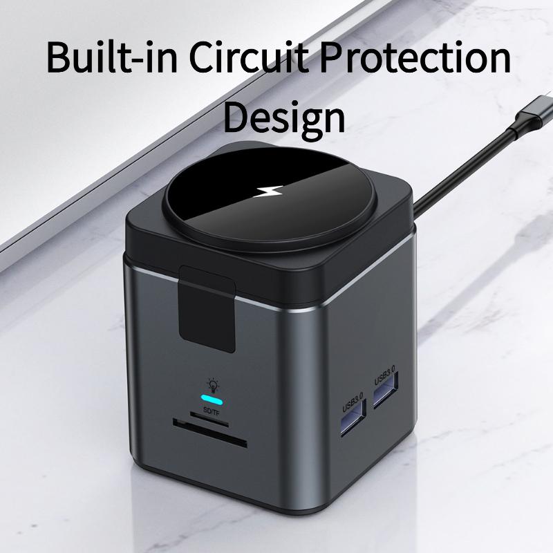 9-in-1 Multifunktions-Hub Dockingstation Kabelloses Ladegerät für iPhone 12-17, Magnetischer Schnelllade-Hub für AirPods, Schnellladegerät mit USB-C-Anschlüssen