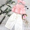 Kleinkind Baby Mädchen Kinder Träger Rüschen Tops T Shirt + Hosen + Stirnband Outfits Set