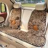 Leopard Print Car Seat Cushion Soft Plush Leopard Cover Winter Fluffy Warm Seat Supports Lumbar Support Pillow Car Seat Pillow