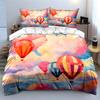 Colorful Hot Air Balloon Decor Soft Comfortable Duvet Cover Bedding Set Included 1*Duvet Cover & 2*Pillowcases, Gift
