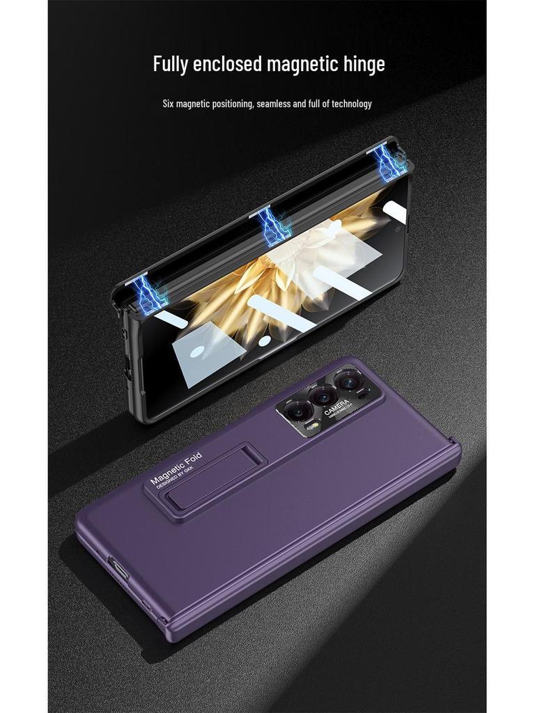 Magnetic Hinge Ultra-Thin Frosted Hard Shell Case for Honor Magic V2 - Stylish with Huawei V2 Bracket