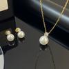High Quality Pearl Dubai 14K Gold Plated Stainless Steel Pendant Necklace and Earrings Jewelry Set for Women Wedding Party Gift