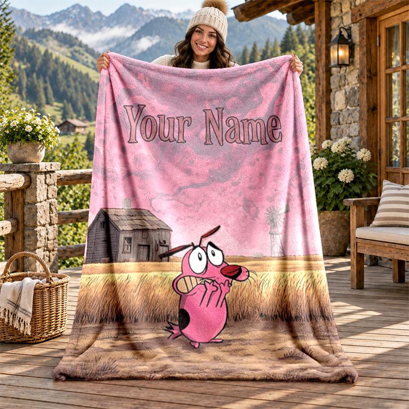 Brave Dog Custom Name Flannel Blanket Personalized Soft Warm Plush Throw Blanket Customized Gift for Family Friends