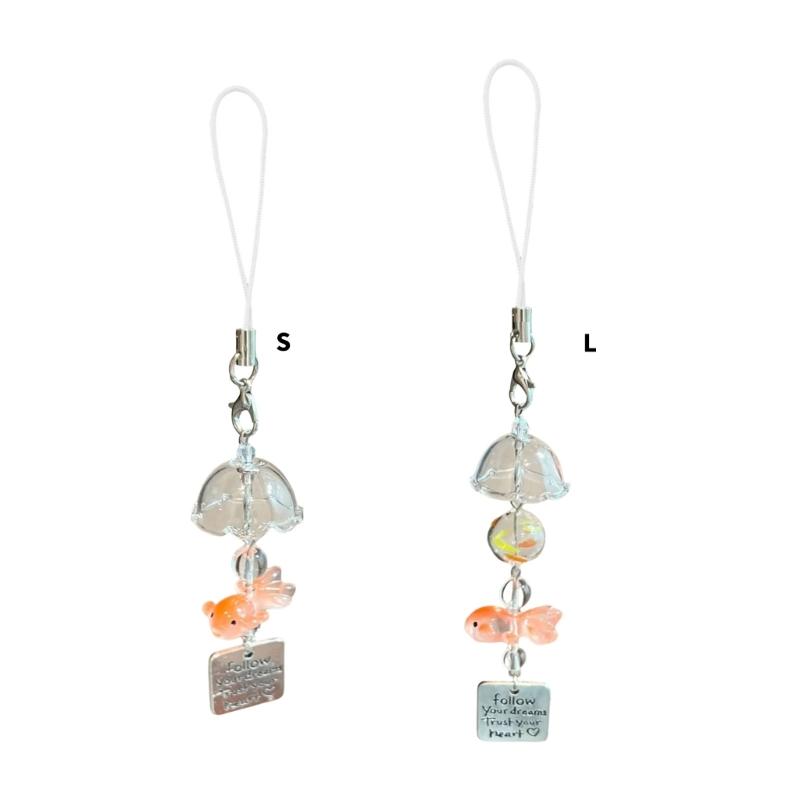 Fish Wind Bell Phone Strap Handmade Beaded Phone Charm Unique Fish Pendant Present for Stylish Women and Art Lovers