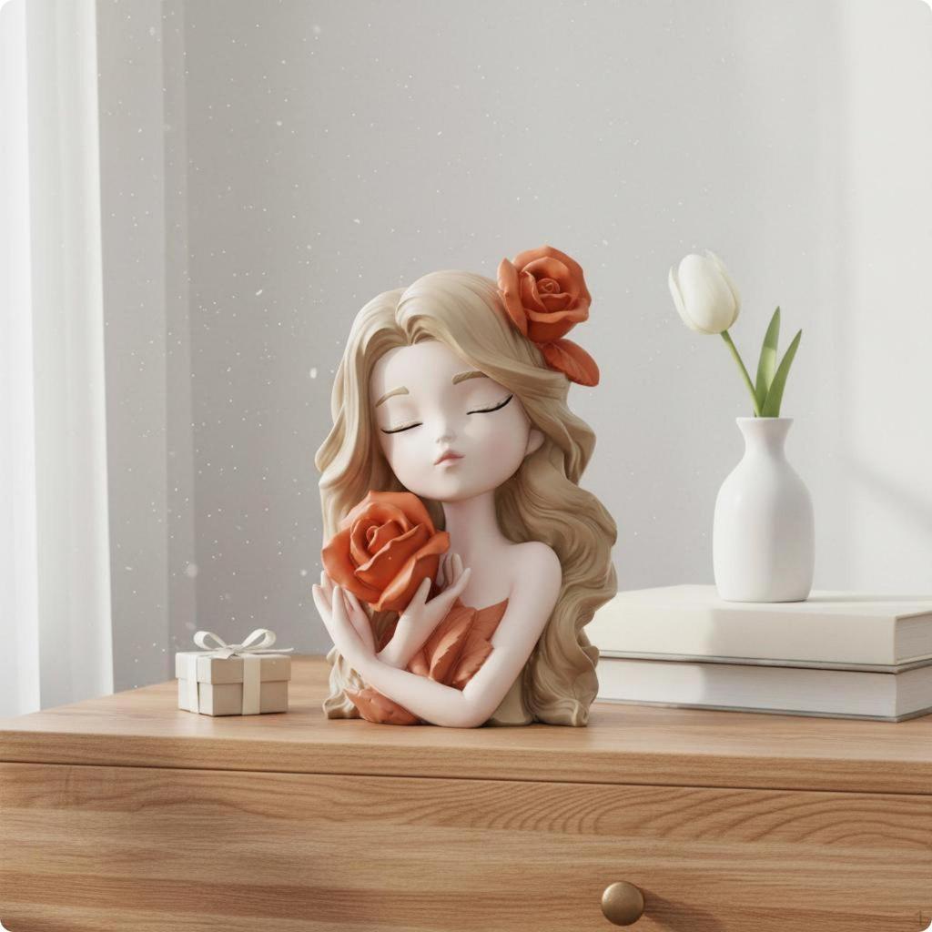Girl Piggy Bank Gift Idea Female Figurine Premium Look Statue Box for Girls Friends,
