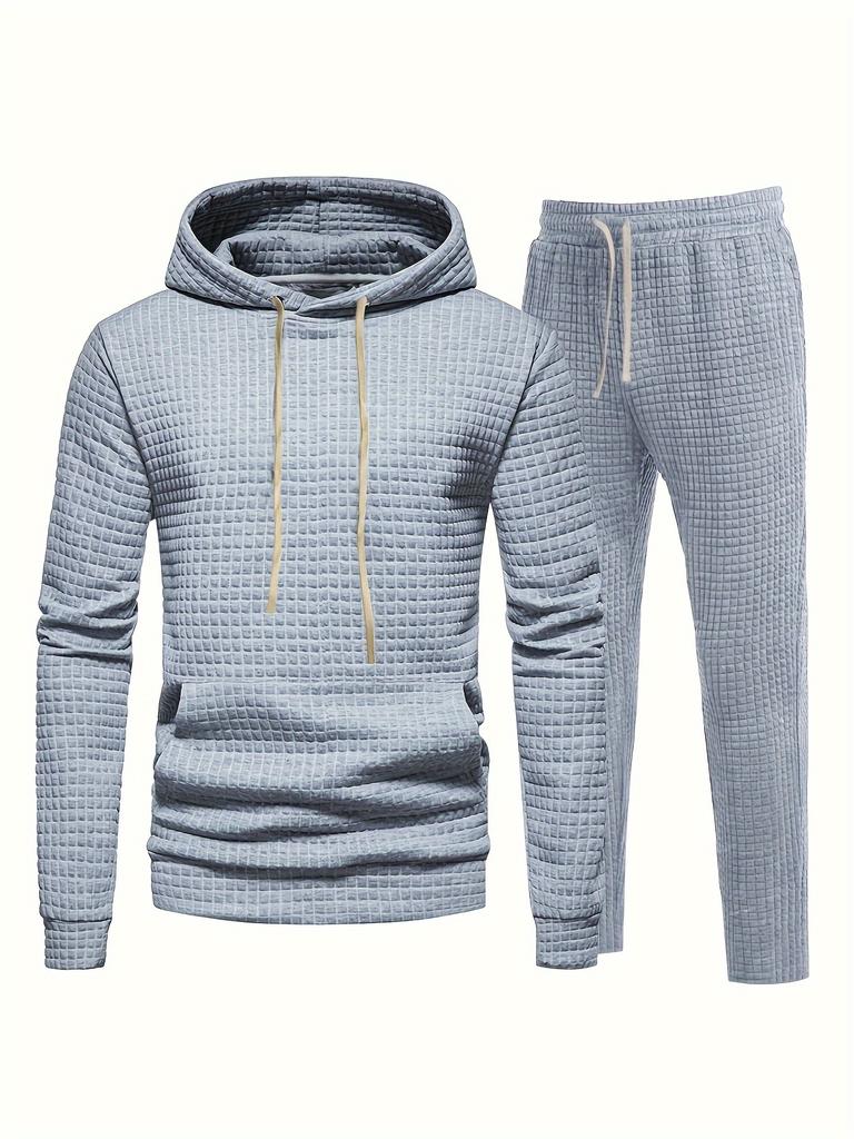 Men's Outfit Set Solid Long Sleeve Hoodie and Drawstring Sweatpants 2-piece Set for Spring Summer Outdoor Jogging Gym Workout