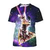 Men's T-shirts Cartoon Laser Pizza Cat Art 3D Print Anime t shirt Men Women Short Sleeve O-Neck Tees Casual Street Y2k Tops