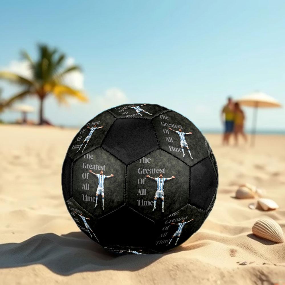 Messi Size 5 Soccer Ball, Machine-Stitched PVC, Durable & High Bounce, All Ages Fit, Fan Merchandise, Matches & Outdoor Use.