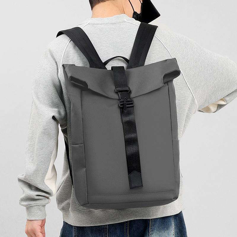 Schoolbag Men's Backpack Leather Film Anti-splashing Leisure Backpack Large Capacity Outdoor Travel Commuter Student School Bag