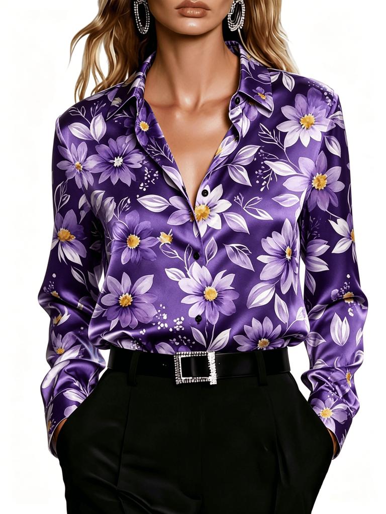 Summer Fashion Blouse for Ladies, Fashionable Women's Clothing, Long-sleeved Printed Blouse, Elegant Yet Casual, Suitable for All Seasons