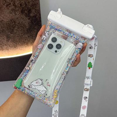 Cartoon Alpaka Airbag Wasserdichte Handy Tasche mit Lanyard