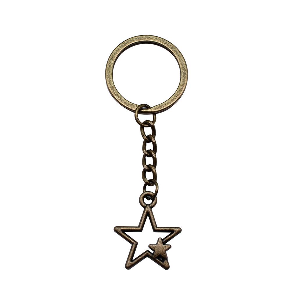 28mm Key Ring Star Pentagram Moon Minimalist Jewelry Components QY043