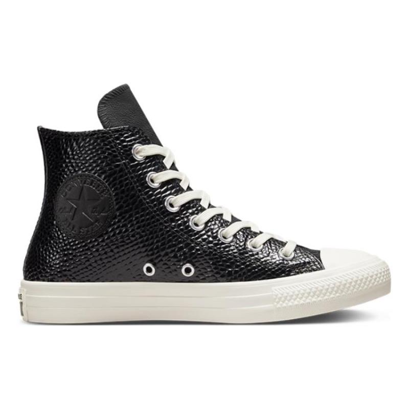 Converse Chuck Taylor All Star Leather Comfortable and Breathable Non-Slip and Abrasion Resistant High-Top Board Shoes Women's Black