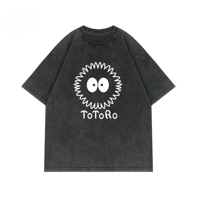 

Анимационный фильм Тоторо с Миядзаки Хаяо Травяная стена Мэй вокруг Ретро стирка Футболка с коротким рукавом Футболка для влюбленных 3XL