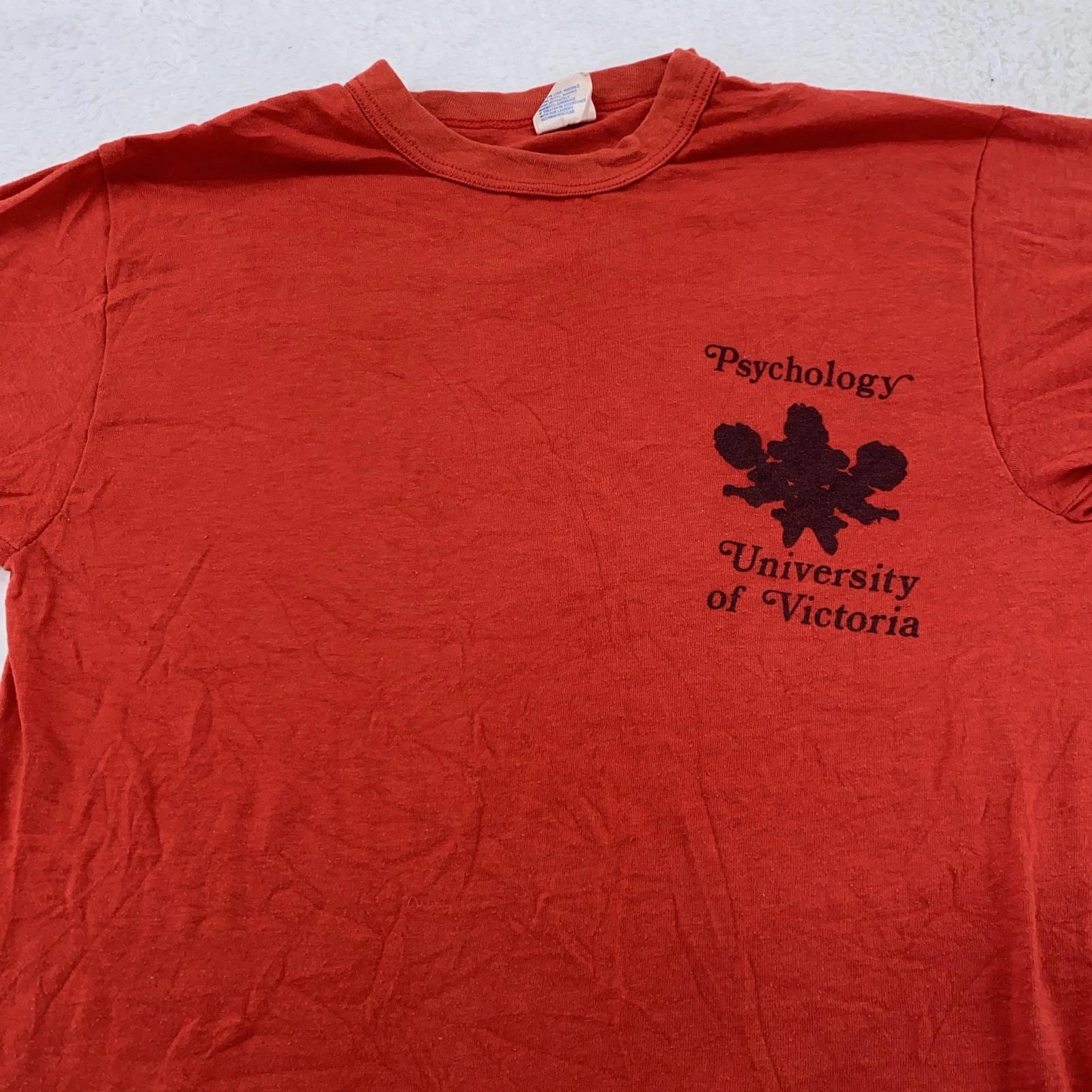 

Vtg University of Victoria Psychology Shirt Mens Large Canada College 80s Tee XL