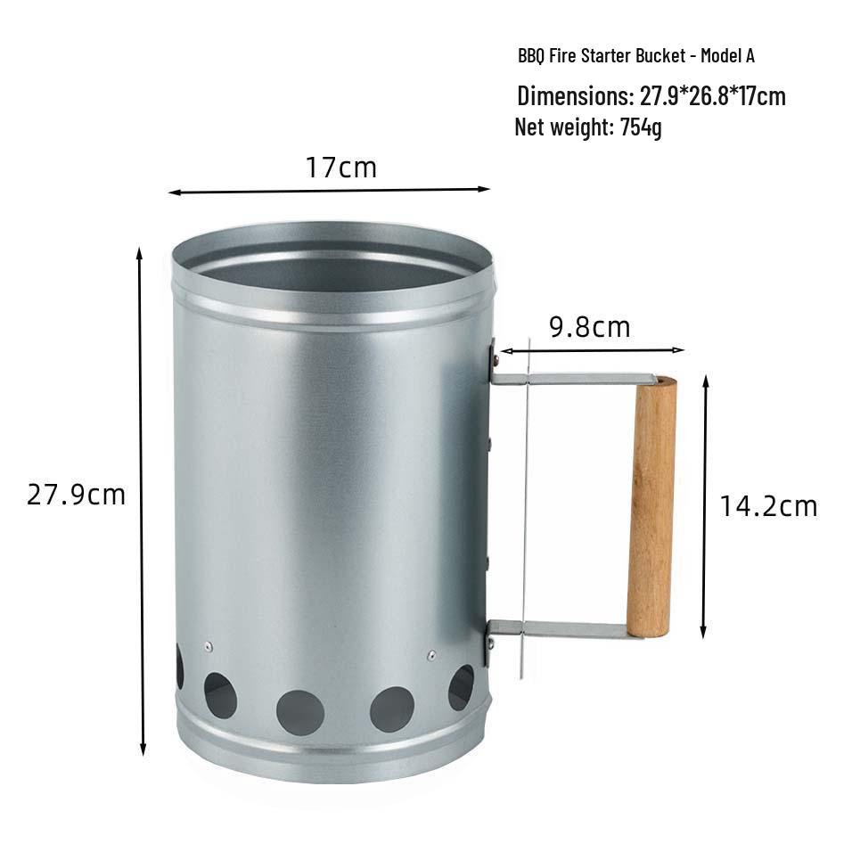 Cubo de Acero Inoxidable para Encendido de Carbón para Parrillas de Exterior