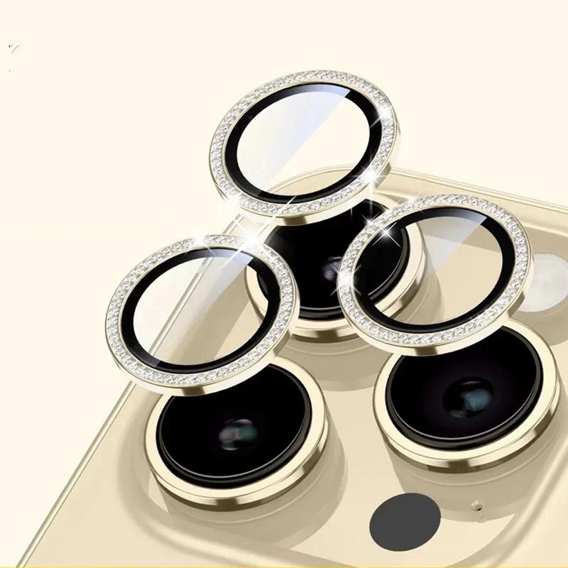 Sparkly Rhinestone Camera Lens Protector Case For iPhone 17 16 15 14 13 12 11 Pro Max 15 16 Plus 16E Screen Protector Film