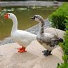 Simulation Miniature Feathered Goose Free Standing Animal Figurine Craft