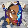 Summer Round Neck 3D African Art Print Top Fashionable Casual Short Sleeved Women's T-shirts