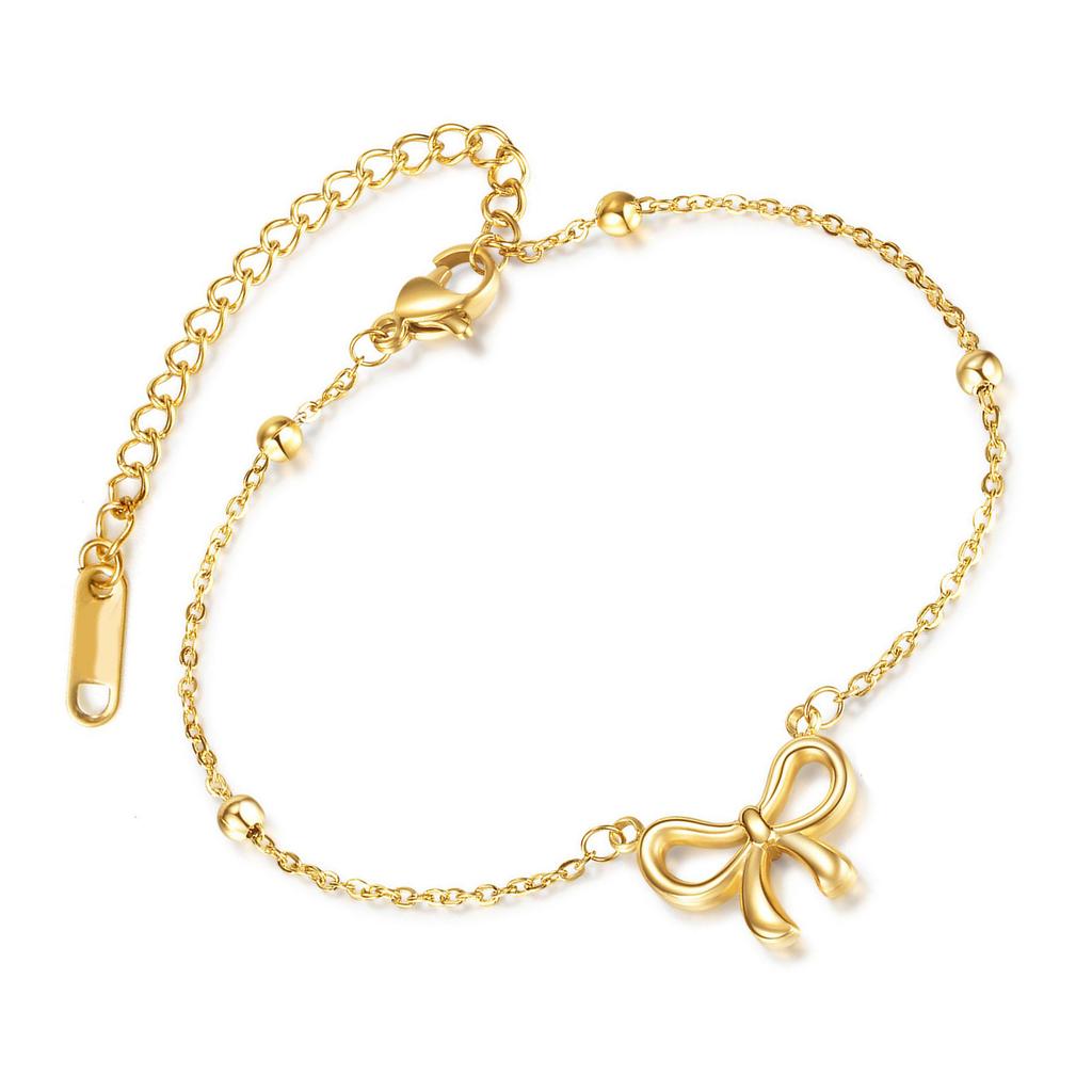 Fashionable Bowknot Necklace Jewelry Titanium Steel Bowknot Earrings Bracelet Neckchain Charm for Women Jewelry Gift