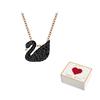 Swarovski Faux Crystal Stone, Rose Gold Tone Plated Necklaces Womens Black