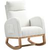 Rocking Chair, Recliner, Thick Padding, Cozy Cover, Wooden Frame, Up To 120 Kg Load Capacity, Cream White