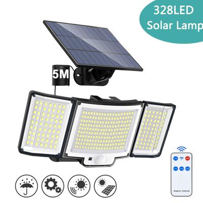 Neue 328 LED Solar Wandleuchte Außen 228 LED Straßenlaterne IP65 Wasserdichter Strahler Bewegungssensor Solar 3-Modus Wandleuchte Garten Außendekoration