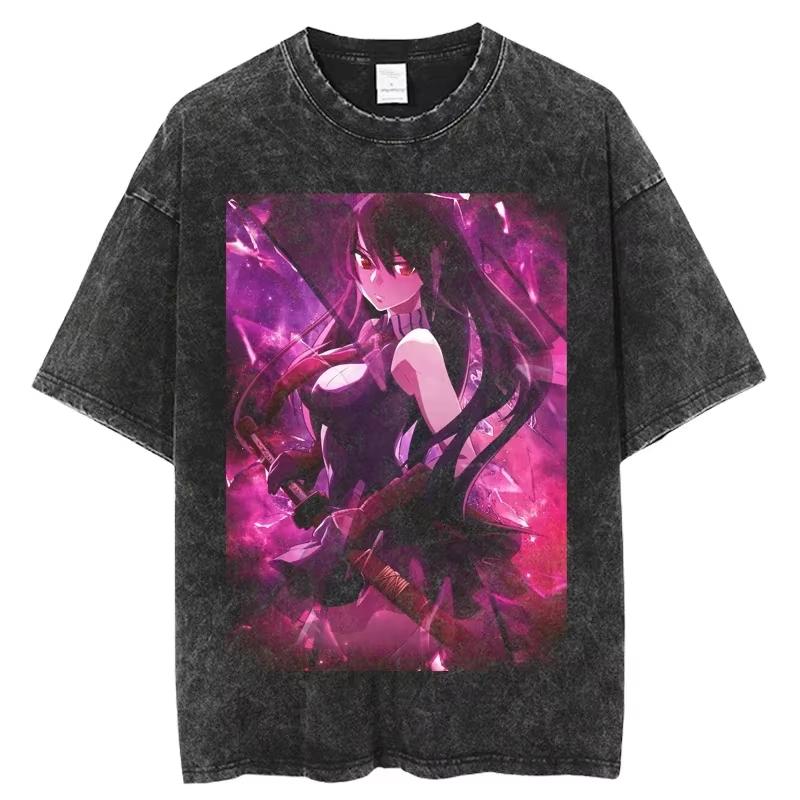 Hot-blooded Anime Akame Ga Kill Cartoon Graphic Print T-shirt Men Women Streetwear Harajuku Fashion Oversized O-neck Cotton Top Summer New Tee