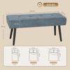 Upholstered Bedroom Entryway Bench, Modern Corduroy Tufted End of Bed Bench with Padded Seat and Steel Legs, Blue