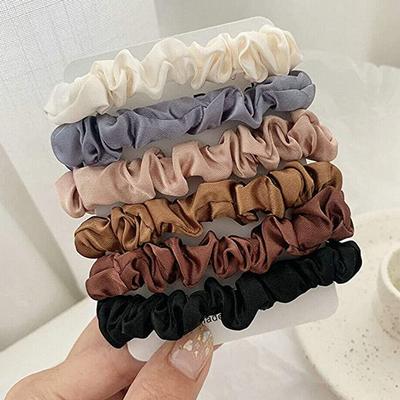 (SU)6 Colours Set Elastic Ties Hair Silk Satin Scrunchie Ponytail Ropes Accessories