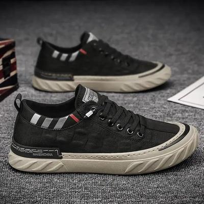 Chaussures en toile tendance pour hommes, baskets confortables et polyvalentes, chaussures de marche décontractées en tissu de soie glacée respirantes d'été pour hommes, mocassins de sport en plein air