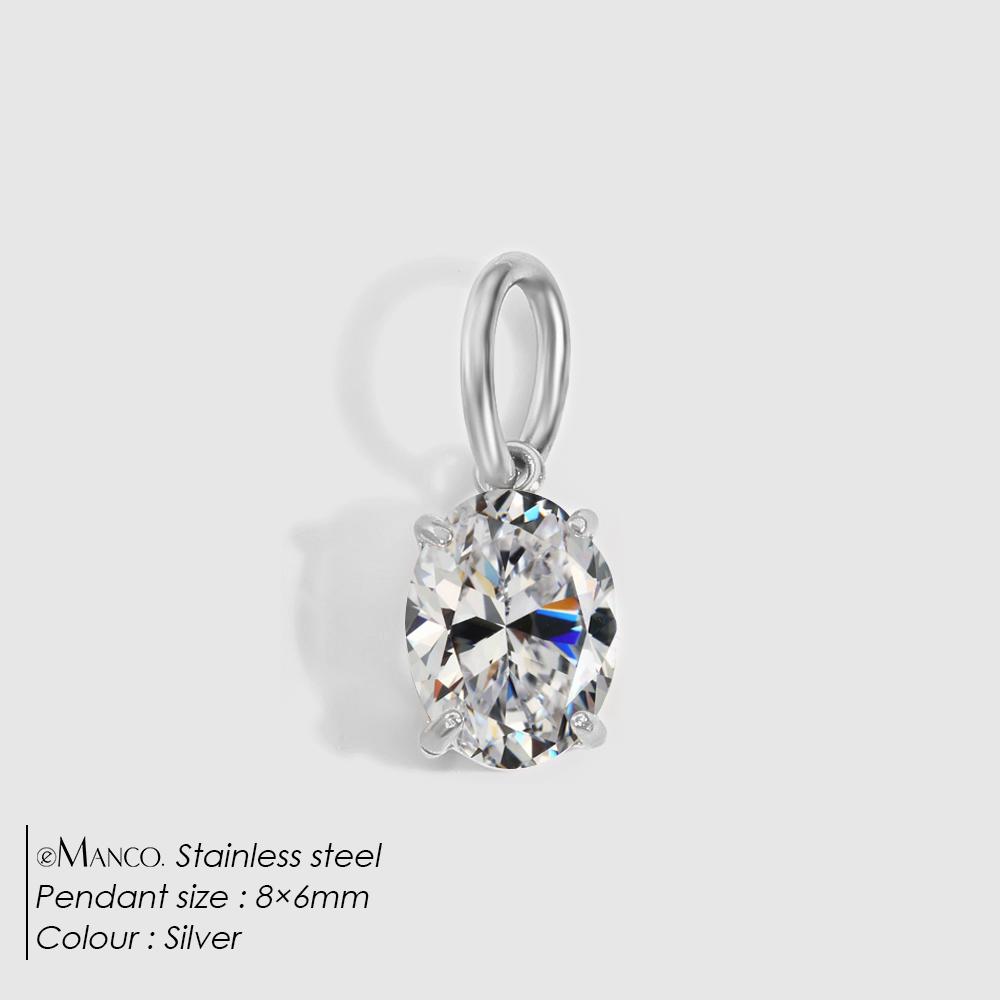 eManco 4 /6/8/10MM Stainless Steel Zircon Geometric Shape Charms Pendants Jewelry Making Supplies Diy Findings Accessories