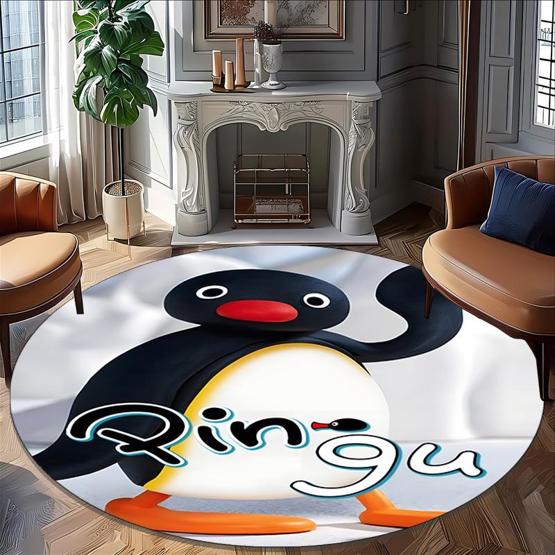 1pc Pingu2 Carpet, Round Rug, Comfortable, Suitable for Entryways, Living Rooms, Office, And Bedrooms, Christmas Decoration