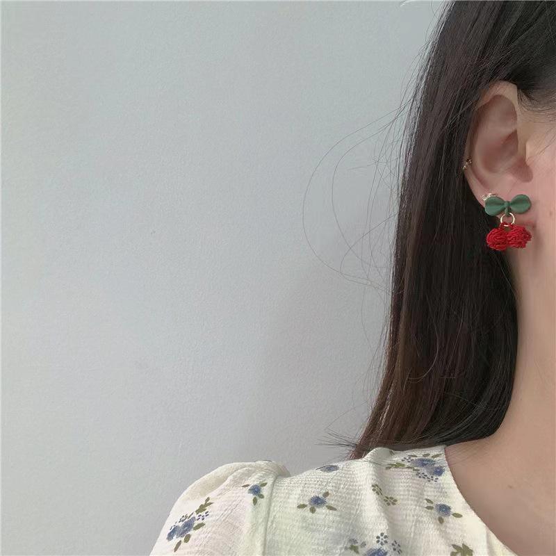 2025 Trendy Korean Cherry Earrings for Women: Unique Summer Design, Celebrity Style
