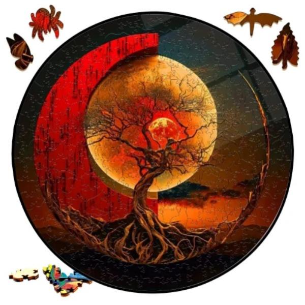 Earth Scenery Round Wooden Puzzle Art Unique Shaped Pieces Wooden Toys for Adults Perfect Christmas birthday Landscaping Gift